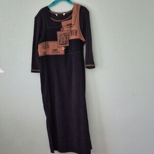Chic Asymmetrical Black and Brown Dress